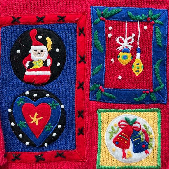 Segue Ugly Christmas Sweater Cardigan Embroidered Medium Cottagecore Grandmacore - Picture 9 of 12